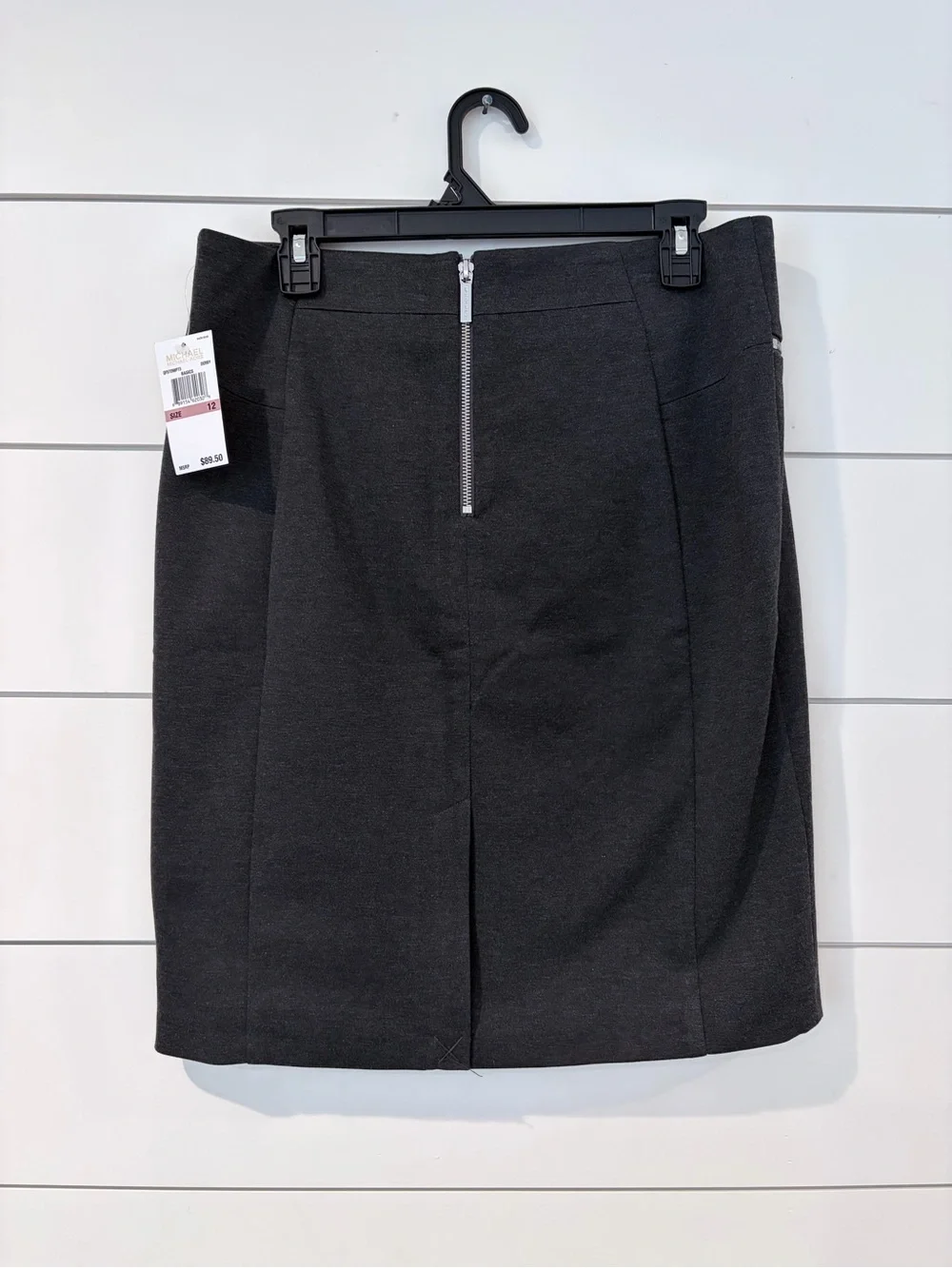 NWT Michael Kors Charcoal Pencil Skirt 12 Quiet Luxury Officecore Zip